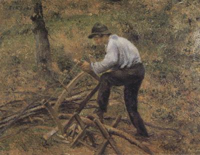 Camille Pissarro Pere Melon Sawing Wood,Pontoise (nn02) oil painting image